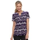 Women's Croft & Barrow&reg; Jacquard Pintuck Henley Top, Size: Small, Drk Purple