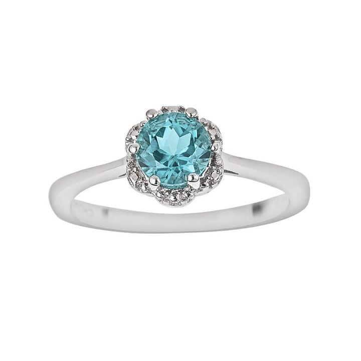 Sterling Silver Blue Topaz Scalloped Frame Ring, Women's, Size: 5