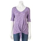 Women's Croft & Barrow&reg; Knot-front V-neck Tee, Size: Small, Med Purple