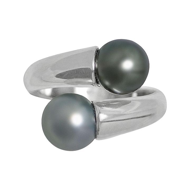 Sterling Silver Dyed Freshwater Cultured Pearl Bypass Ring, Women's, Size: 9, Black