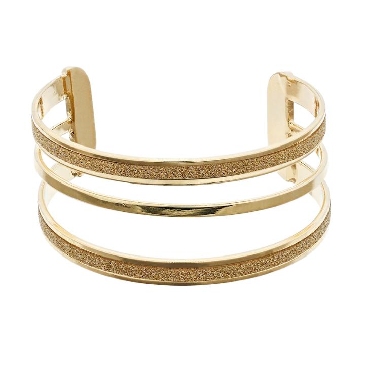 Gold Tone Glittery Multi Row Cuff Bracelet, Women's