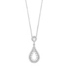 Sterling Silver Cubic Zirconia Double Teardrop Pendant Necklace, Women's, Size: 18, White