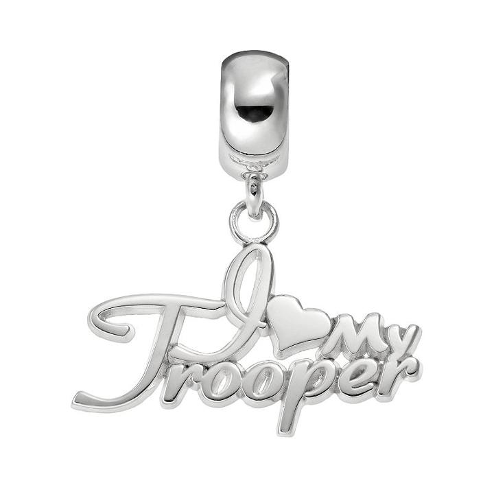Insignia Collection Sterling Silver I Love My Trooper Charm, Women's, Grey