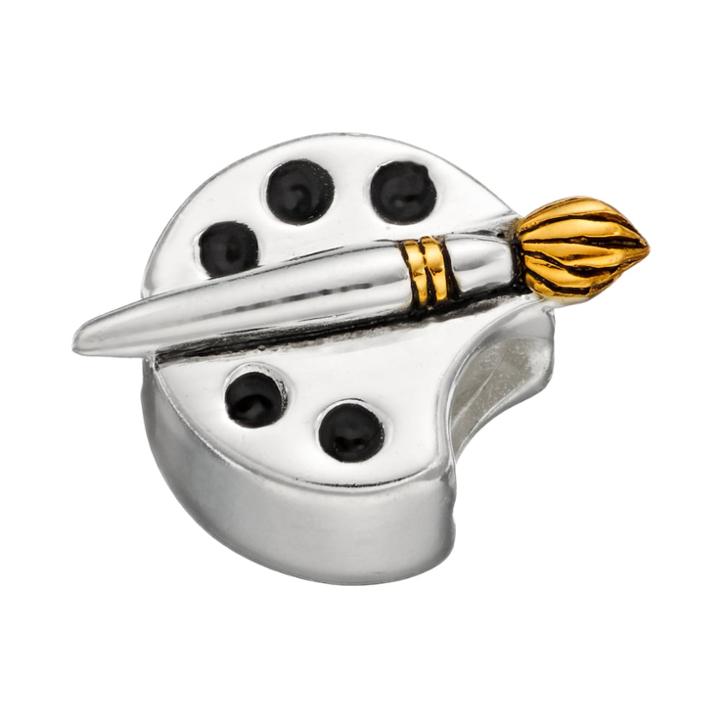 Individuality Beads Sterling Silver And 14k Gold Over Silver Paint Brush And Palette Bead, Women's