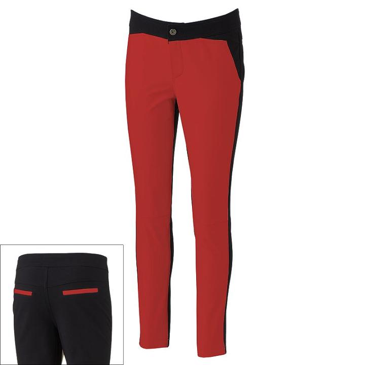 Women's Excelled Colorblock Leather Mixed-media Skinny Pants, Size: Xl, Red