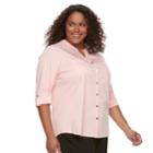 Plus Size Croft & Barrow&reg; Roll-tab Shirt, Women's, Size: 3xl, Pink Other