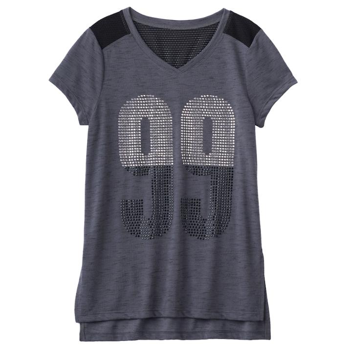 Girls Plus Size So&reg; Blocked Mesh Tee, Size: 18 1/2, Dark Grey