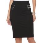 Women's Jennifer Lopez Double-zip Ponte Pencil Skirt, Size: Xl, Black