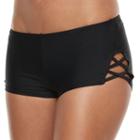 Mix-and-match Strappy Boyshort Swim Bottoms, Teens, Size: Medium, Black