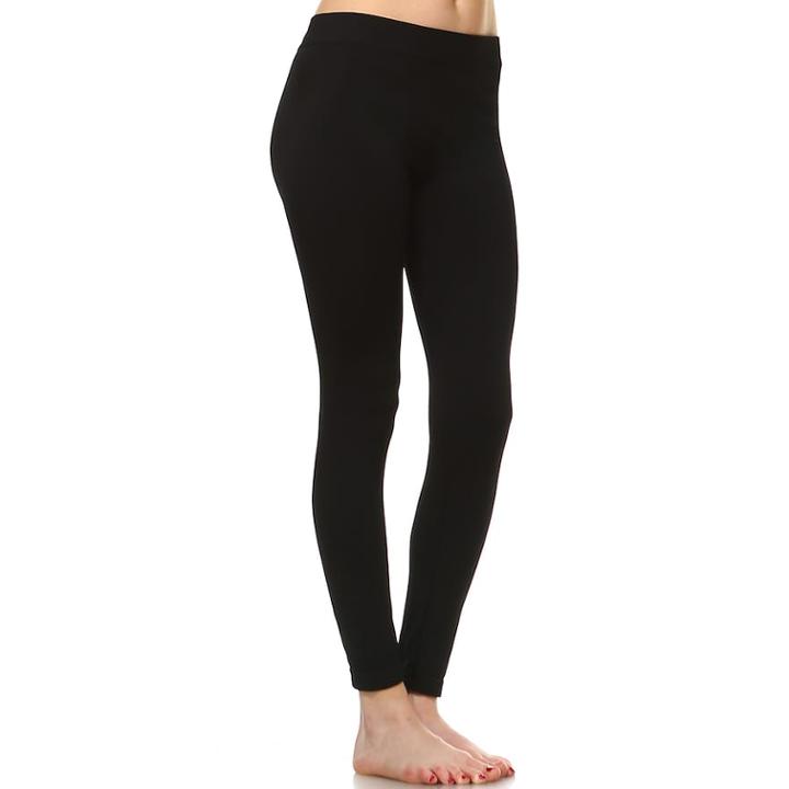 Women's White Mark Solid Leggings, Black