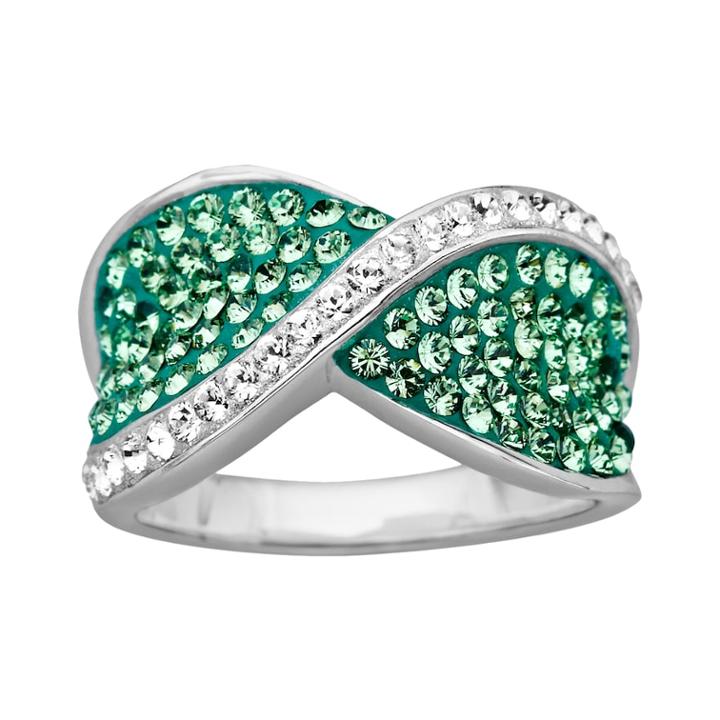 Artistique Sterling Silver Crystal Crisscross Ring - Made With Swarovski Crystals, Women's, Size: 8, Green