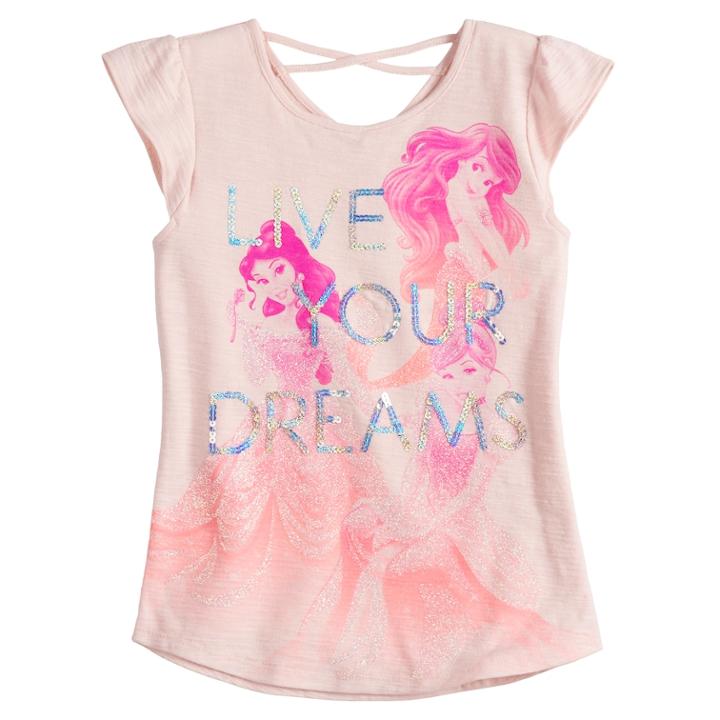 Disney Princess Girls 4-7 Ariel, Belle & Cinderella Live Your Dreams Tee By Jumping Beans&reg;, Size: 5, Light Pink