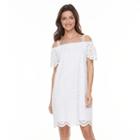Women's Hope & Harlow Off The Shoulder Provence Eyelet Dress, Size: 12, White Oth