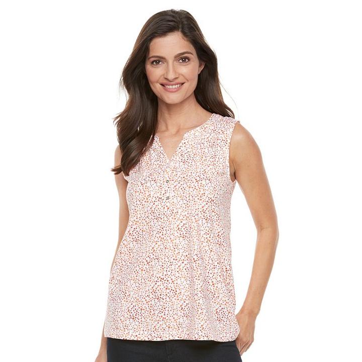 Women's Croft & Barrow&reg; Peasant Henley Tank, Size: Large, Med Orange