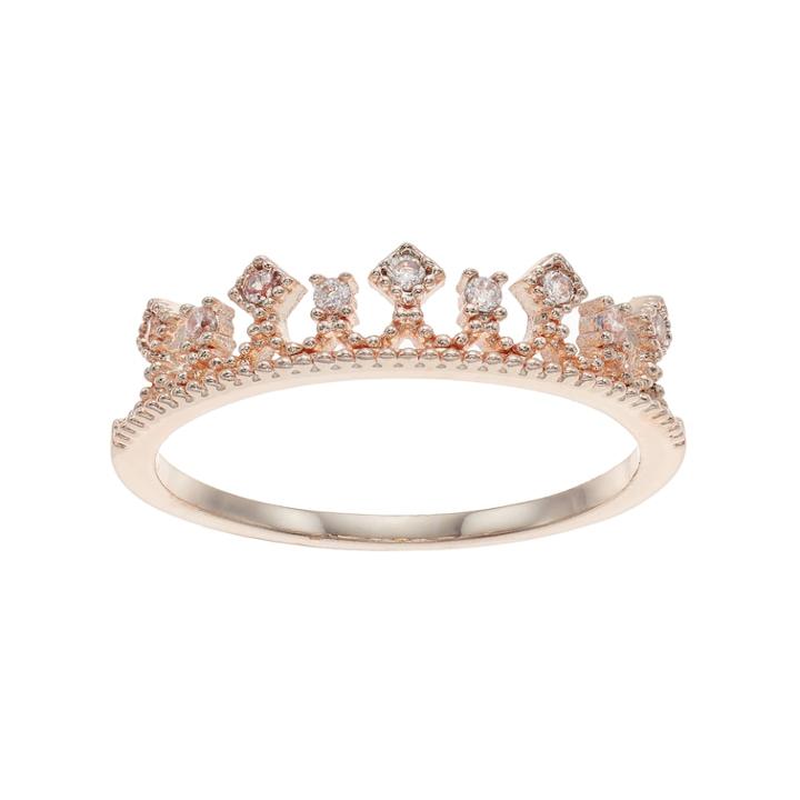 Lc Lauren Conrad Cubic Zirconia Crown Midi Ring, Women's, Size: 7, Light Red