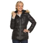 Women's Halitech Faux-fur Trim Hooded Puffer Jacket, Size: Xl, Black