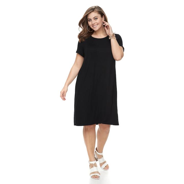 Plus Size Apt. 9&reg; Cuffed T-shirt Dress, Women's, Size: 4xl, Black
