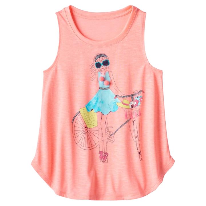 Girls Plus Size So&reg; Curved Hem Swing Tank Top, Size: 18 1/2, Brt Pink