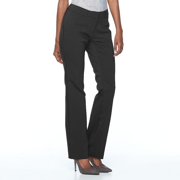 Women's Apt. 9&reg; Torie Straight-leg Dress Pants, Size: 16 Short, Black