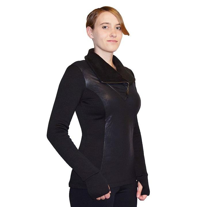 Women's Snow Angel Minx Mountain Snuggle Faux-suede Top, Size: Medium, Black