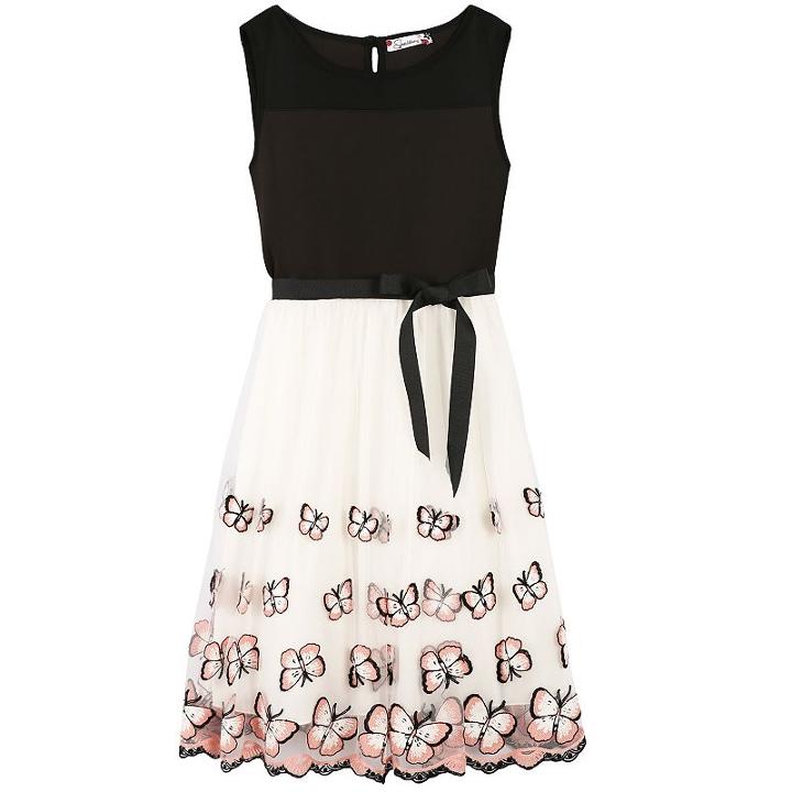 Girls 7-16 Speechless Illusion Neckline Butterfly Border Dress, Girl's, Size: 8, White Oth