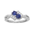 Sterling Silver Lab-created Blue & White Sapphire 2-stone Ring, Women's, Size: 6