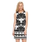 Women's Suite 7 Palm Print Shift Dress, Size: 8, Black