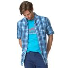 Men's Chaps Classic-fit Plaid Easy-care Button-down Shirt, Size: Large, Blue