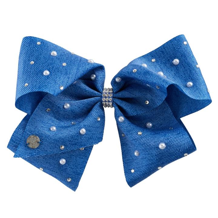 Girls 4-16 Jojo Siwa Rhinestone & Simulated Pearl Denim Hair Bow, Multicolor