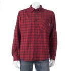 Men's Woolrich Classic-fit Plaid Flannel Button-down Shirt, Size: Xxl, Dark Red