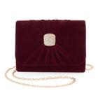 Lenore By La Regale Ruched Velvet Brooch Clutch, Women's, Dark Red