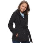 Juniors' Sebby Marled Fleece Coat, Teens, Size: Xl, Black