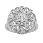 Simply Vera Vera Wang Sterling Silver 1/2-ct. T.w. Diamond Flower Ring, Women's, Size: 7, White