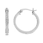 Chrystina Silver Plated Crystal Inside Out Hoop Earrings, Women's, White