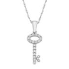 14k White Gold 1/10 Carat T.w. Diamond Key Pendant Necklace, Women's, Size: 18