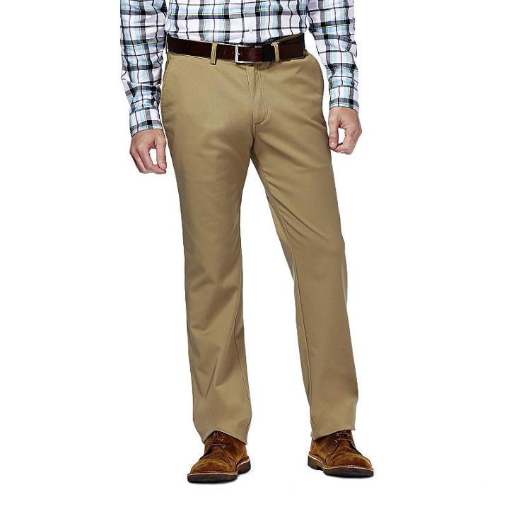 Men's Haggar Slim-fit Sustainable Twill Chino Pants, Size: 36x30, Lt Brown