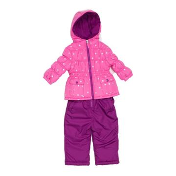Toddler Girl Pink Platinum Heavyweight Star Print Jacket & Solid Bib Snow Pants Set, Size: 4t