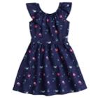 Girls 4-10 Jumping Beans&reg; Ruffled Neck Skater Dress, Size: 8, Dark Blue