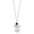 Long Pom Pom Snowman Pendant Necklace, Women's, White