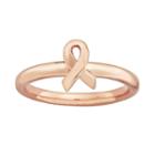 Stacks And Stones 14k Rose Gold Over Silver Breast Cancer Awareness Ribbon Stack Ring, Women's, Size: 5, Pink
