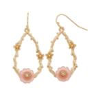 Lc Lauren Conrad Pink Flower Nickel Free Teardrop Earrings, Women's