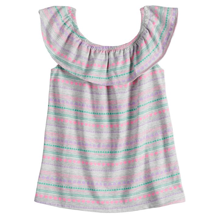 Girls 4-10 Jumping Beans&reg; Ruffle Shoulder Top, Size: 6, Light Grey