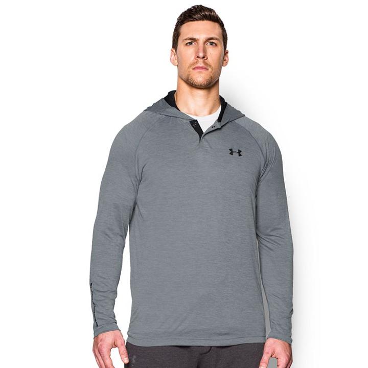 Men's Under Armour Tech Popover Henley Hoodie, Size: Xxl, Med Grey