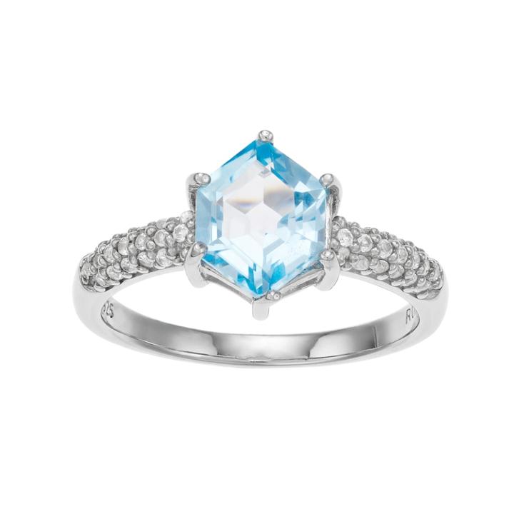 Sterling Silver Hexagon Cut Blue Topaz Ring, Women's, Size: 7