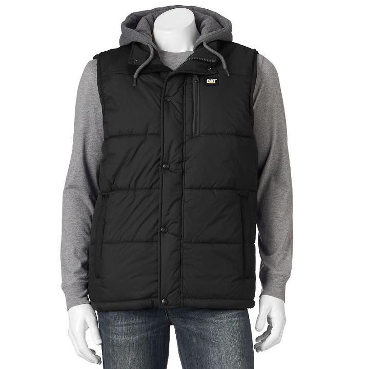 Men's Caterpillar Hooded Work Vest, Size: Xxl, Grey (charcoal)