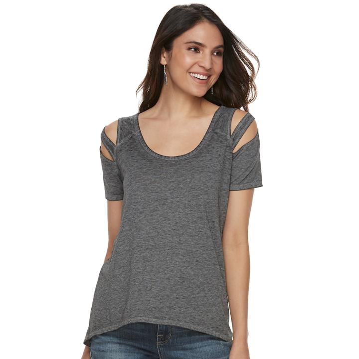 Women's Rock & Republic Cutout Scoopneck Tee, Size: Xl, Med Grey