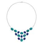 Sterling Silver Lapis Lazuli & Simulated Turquoise Statement Necklace, Women's, Green
