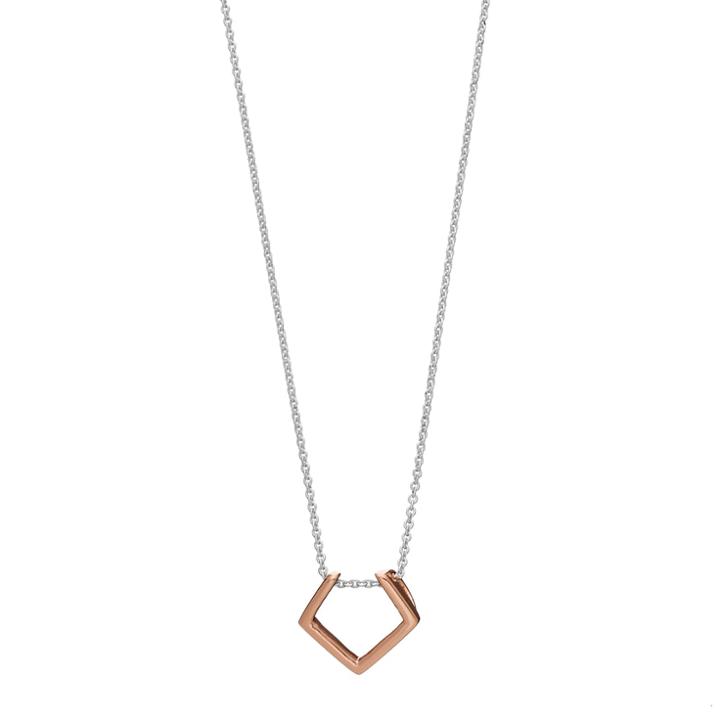 Love This Life Two Tone Sterling Silver Geometric Pendant Necklace, Women's, Pink