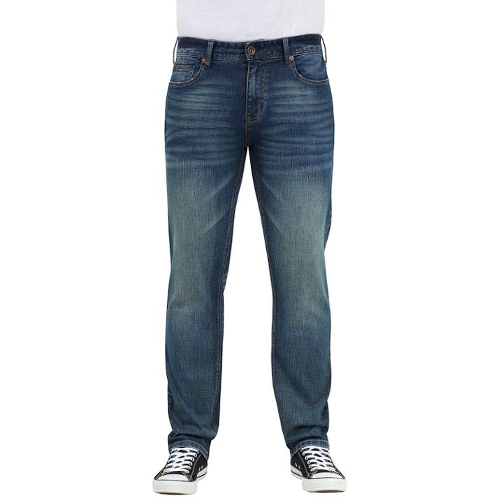 Men's Seven7 Brown Tint Slim-fit Straight-leg Jeans, Size: 38x34, Med Blue