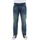 Men's Seven7 Brown Tint Slim-fit Straight-leg Jeans, Size: 38x34, Med Blue
